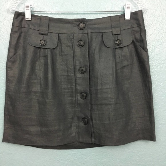 Sine  Linen Button Down Metallic Sheen Skirt - Picture 1 of 4